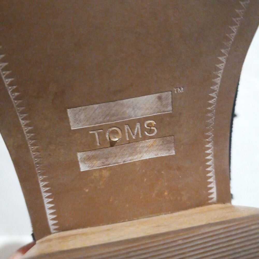 Toms Leila Tassel Muscat Suede Mules-Size 8.5-Chunky Wood Block Heel-Slip On - Picture 9 of 11